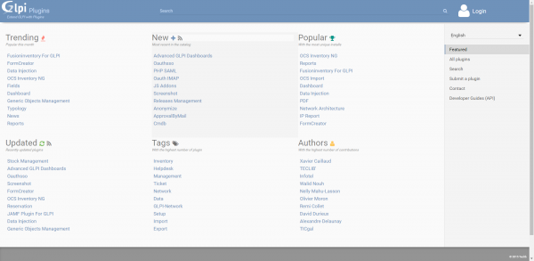 Site  officiel de dépôt de plugins pour GLPI