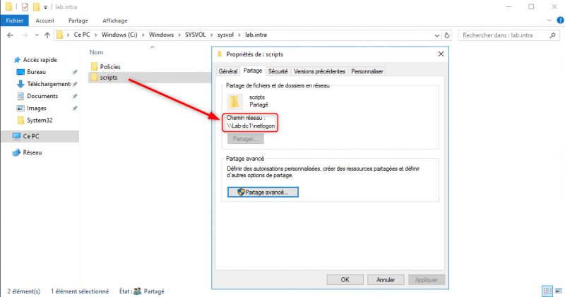 Partage NETLOGON