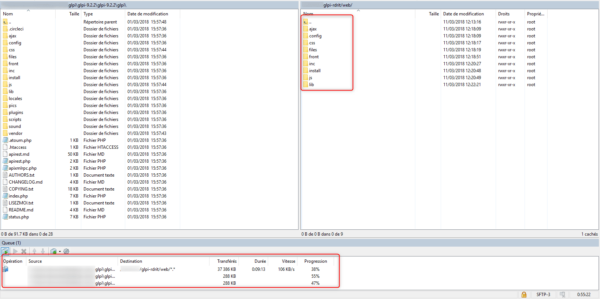 transfert ftp en cours