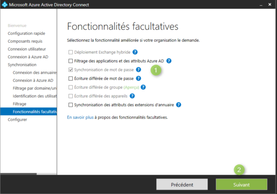 Azure AD Connect configure options