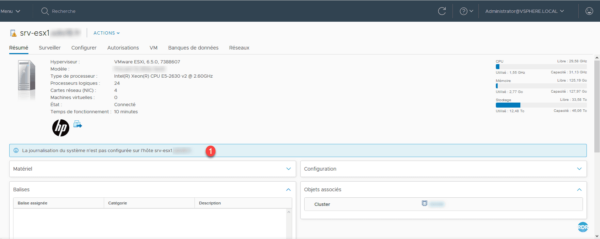 esxi erreur journalisation