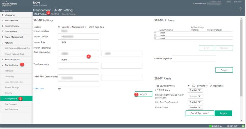 Configuration SNMP ILO
