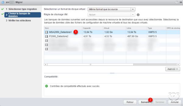 Datastore de destination