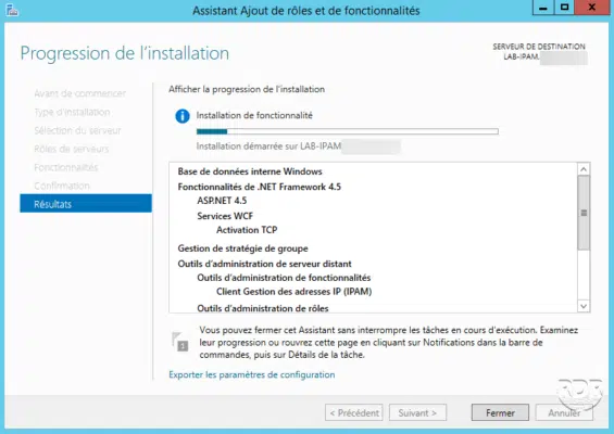 Patienter pendant l'installation