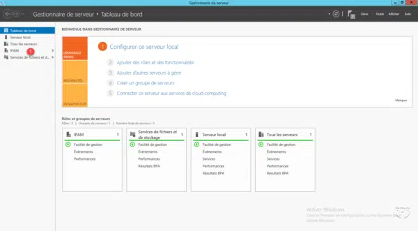 Acces IPAM par le gestionnaire de serveur