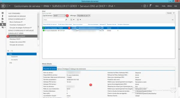 IPAM voir les serveurs DHCP