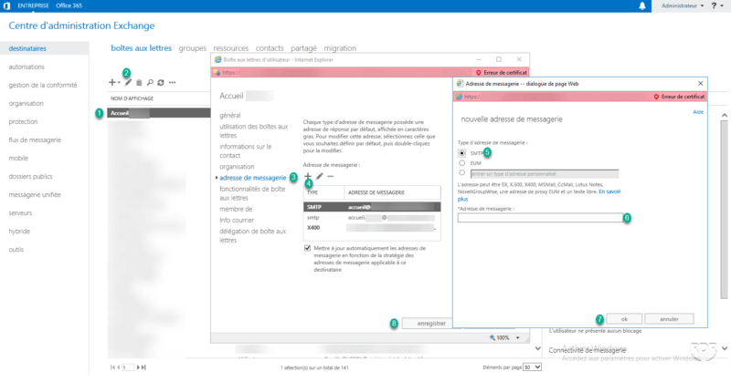 Exchange ajouter un alias