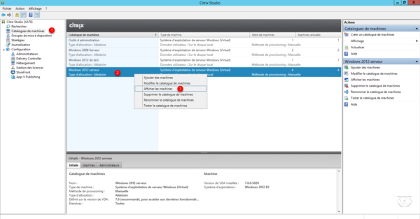 Citrix Studio : machines