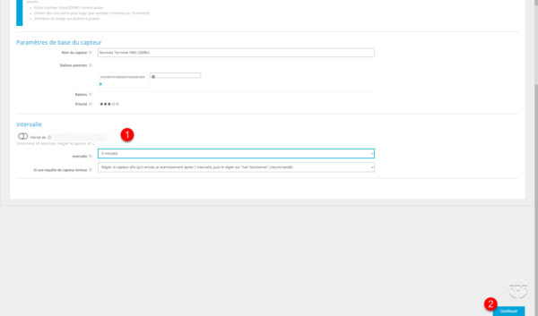 Configuration du capteur