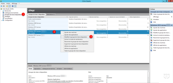 Citrix studio groupe de mise à disposition