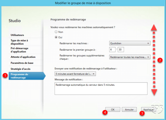 option de redemarrage