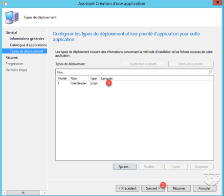 SCCM type de déploiement ajouté
