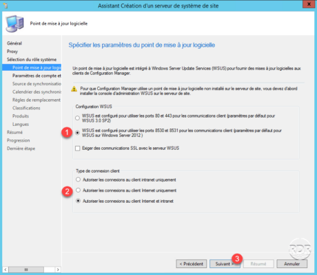 Connexion au serveur WSUS