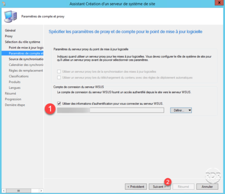 Compte auth WSUS