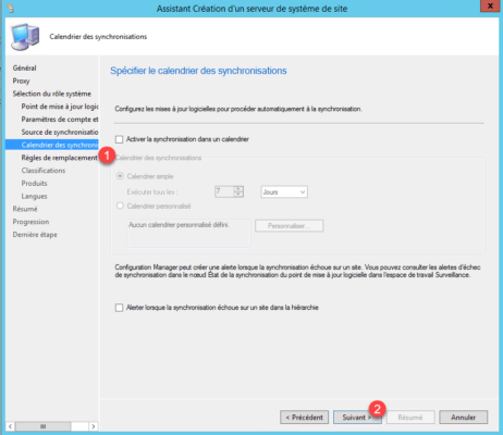 Planification des synchro