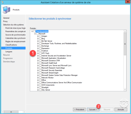 SCCM WSUS Produits