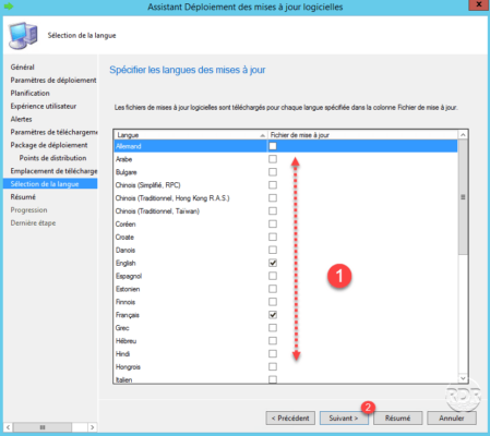 Choix des langues