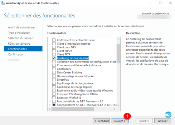 Fonctionnalité sélectionée