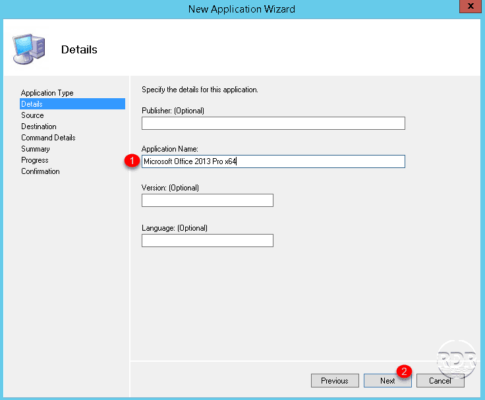 Nommer l'application : Office 2013