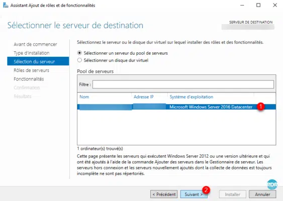 Selectionner le serveur
