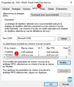 Configuration du MPIO pour le disque