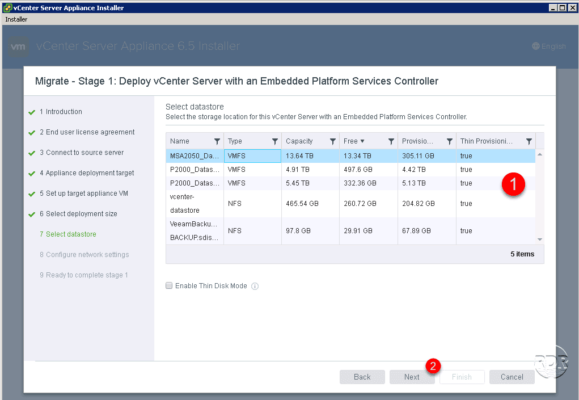 Select datastore