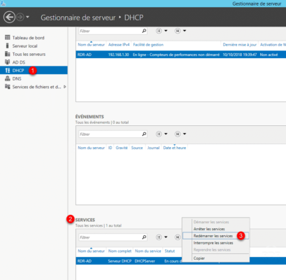 Reinicie el servicio DHCP