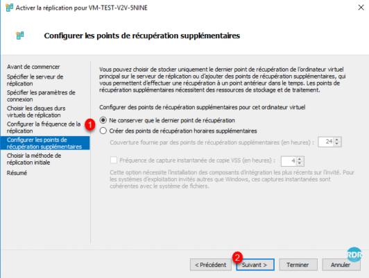 Configuration des points de restauration
