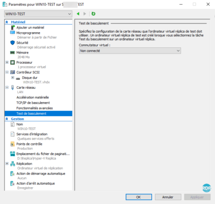 Configuration réseau pour les tests