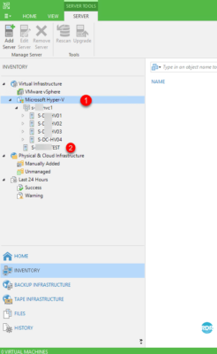 Hôtes physiques enregistrés dans Veeam