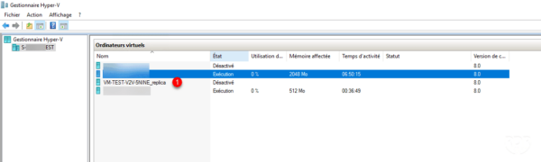 Réplica dans la console Hyper-V