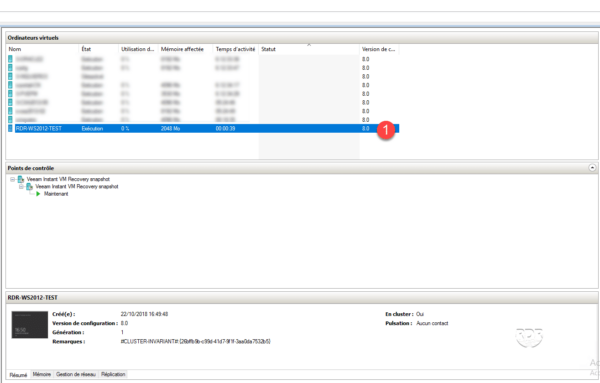 Ordianteur virtuel dans la console Hyper-V