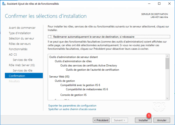 Confirmer l'installation