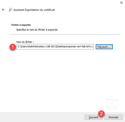 nom et emplacement du fichier