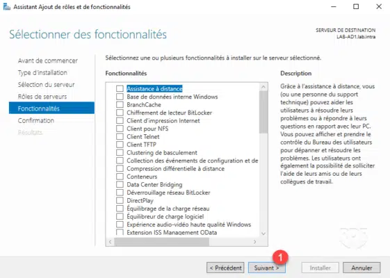 Passer les fonctionnalités