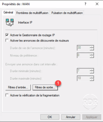 Gestion des filtres de sortie