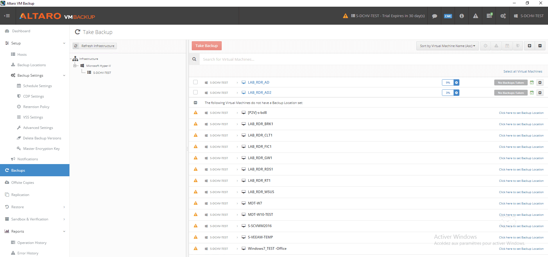 Altaro backup - sauvegarde en cours...