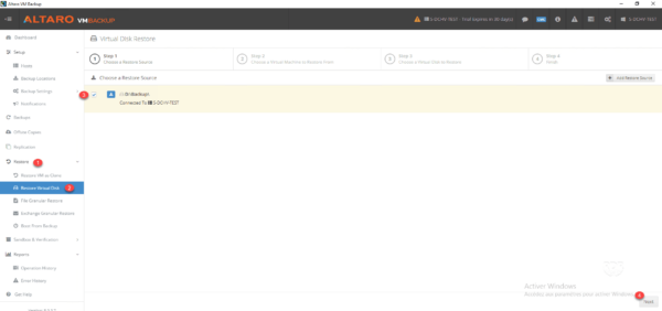 Altaro backup - restore virtual disk