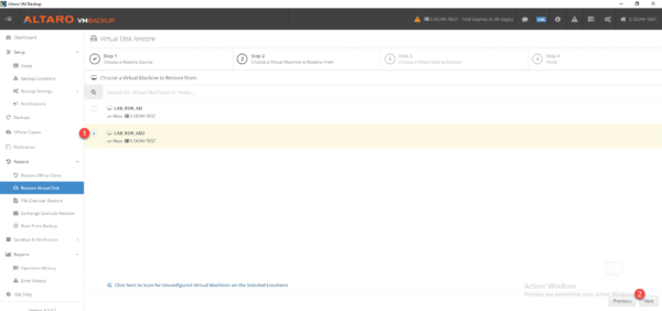 Altaro backup - select vm