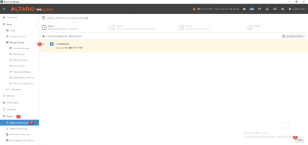 Altaro backup - restore as clone