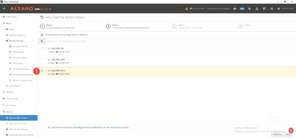 Altaro backup - restore as clone