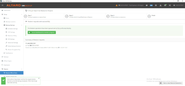 Altaro backup - restore as clone
