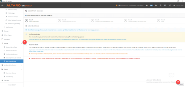 Altaro backup - boot from backup