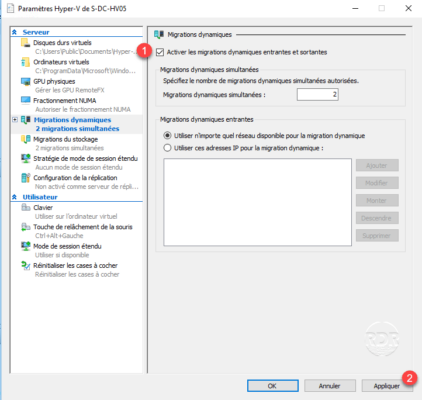Hyper-V Migration dynamique