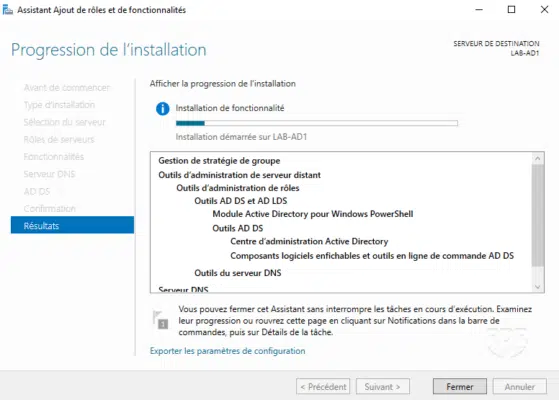 Patienter pendant l'installation