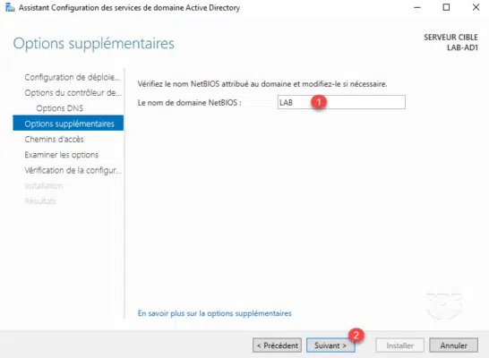 Nom NETBIOS du domaine