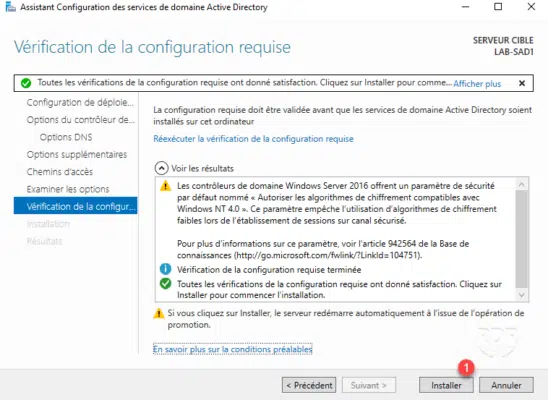 Lancer l'installation