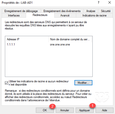 Appliquer le configuration