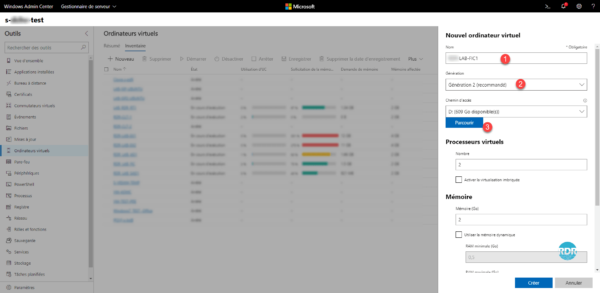Admin Center - Create VM
