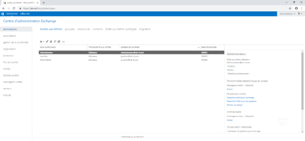Database in mailbox list